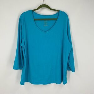 Faded Glory Women’s V Neck 3/4 Sleeve Stretchy Pajama Top 22W